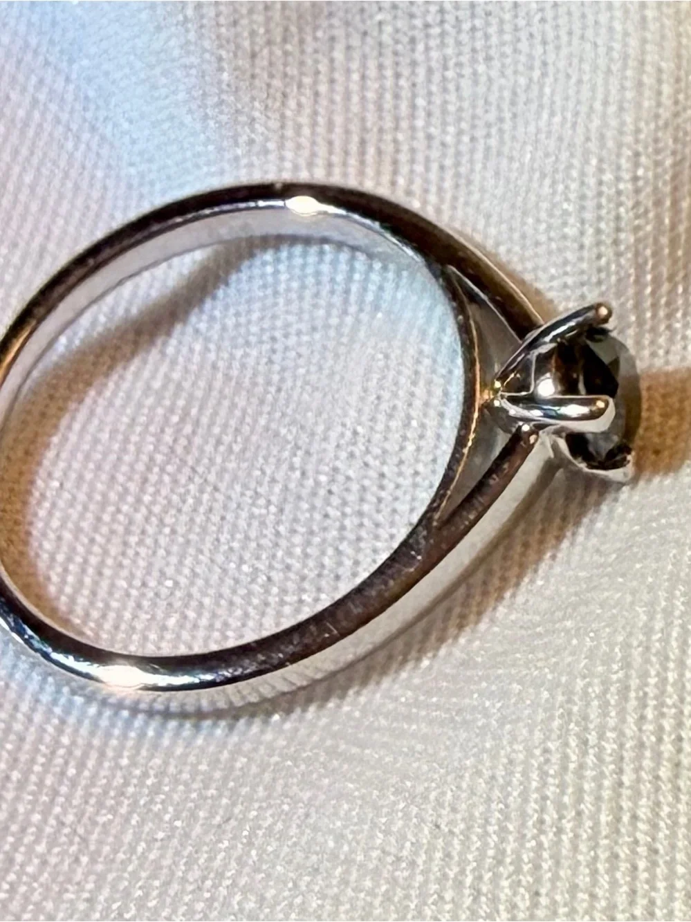 0.50 CTW Black Diamond Solitaire Ring Rhodium Over 925 Sterling Silver Sz 7